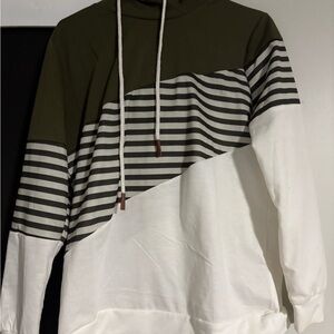 Striped Olive and White Men's Shirt
